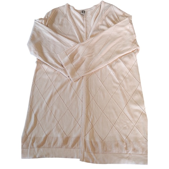 Anne Klein Womens Cardigan Sweater Peach Long Open Front Size Medium SEE - Picture 5 of 14